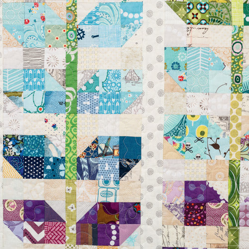 Closeup of patchwork blue and purple leaves