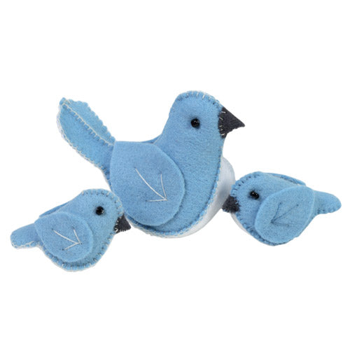 Flat shot of little softie bluebird family