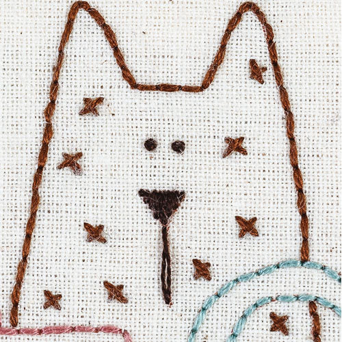 Detailed closeup of embroidered cat