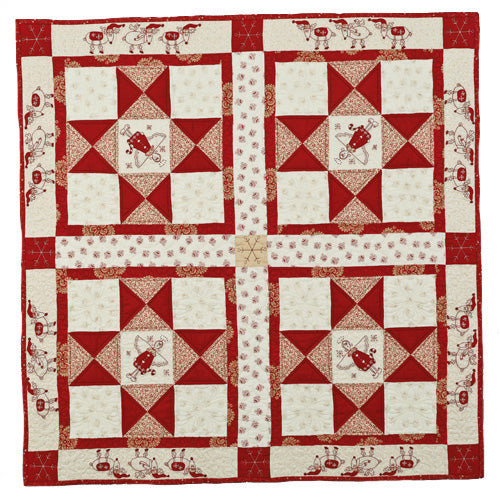 Flat shot of appliqué and embroiodered angel christmas quilt