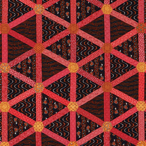 Closeup of rows from triangle hexagon quilt