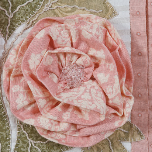Detailed closeup of 3D fabric flower
